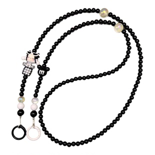 diy礼物SKULLPANDA正版泡泡玛特萌粒手机链串珠可背挂绳脖子挂件