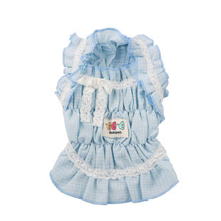 mookipet春季新款狗狗格纹吊带背心小型犬比熊马尔济斯宠物衣服