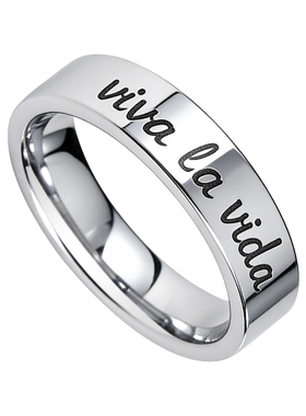 钨金戒指生命万岁情侣对戒