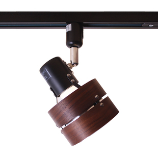 日式实木轨道灯LED导轨灯北欧原木家用背景墙射灯智能遥控轨道灯