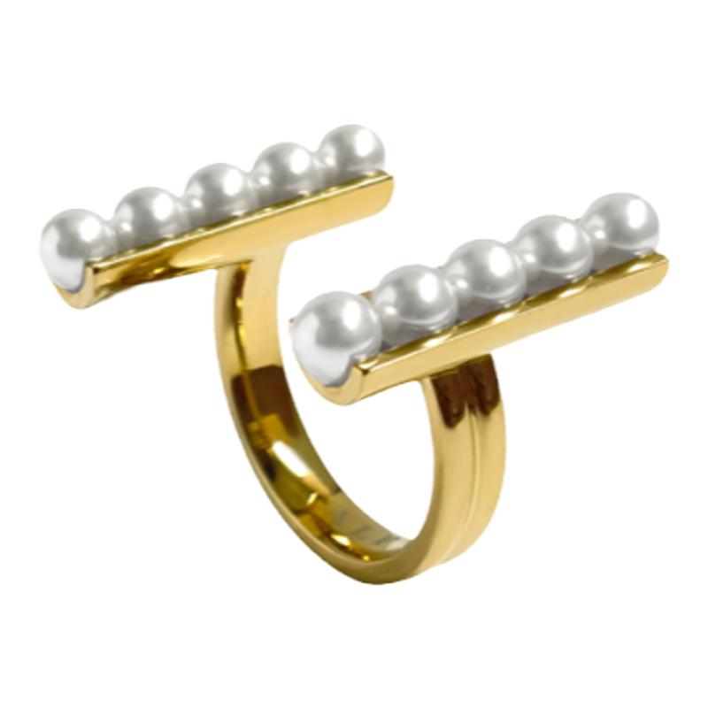 官方ALP JEWELRY如水生系列14K真空鍍金迷你施華洛珍珠開(kāi)口戒指