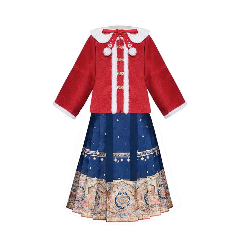 女童拜年服秋冬观山见织锦面料