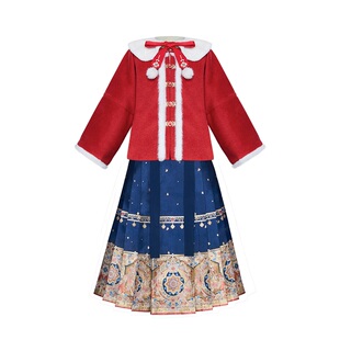 锦鲤华灯|观山见笛莎联名童装国风汉服女童拜年服秋冬款毛呢外套