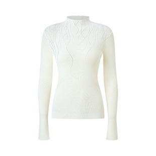 MAXRIENY璀璨烫钻半高领套头羊毛混纺针织毛衫25冬款内搭打底上衣