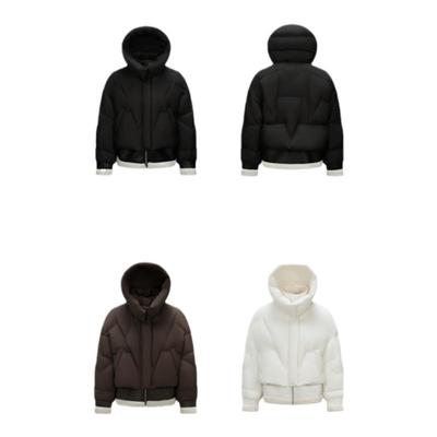 森马拼接假两件宽松连帽羽绒服女