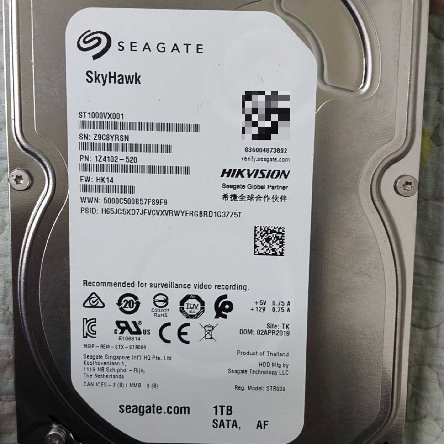 希捷SkyHawk1TB硬盘型号ST1000VX001议价