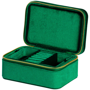 上品美创高级毛绒布首饰盒收纳盒高档便携轻奢丝绒包珠宝手饰品盒