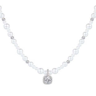 施家方糖吊坠澳白灰色珍珠项链女2026新款高级感轻奢气质锁骨颈链