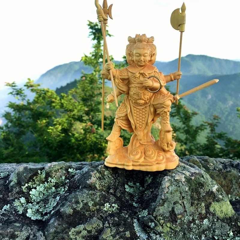 哪吒三太子招财黄杨木雕太子爷家居佛像摆件镇宅三头六臂中坛元帅