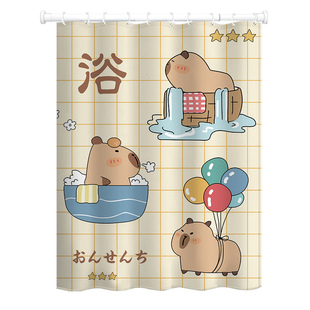 浴室浴帘隔断帘防水高档日式卫生间加厚防霉洗澡帘厕所门帘免打孔