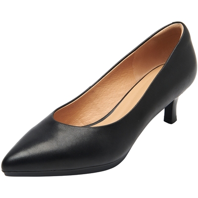 百田森真皮礼仪尖头工作鞋