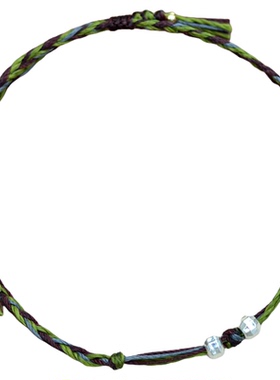 绿棕 手工编织原创设计情侣手链925银手绳女简约ins小众田园文艺