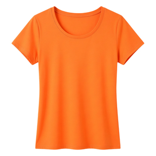 橙色t恤女短袖ins洋气修身显瘦女装2026年新款橘红色紧身短款上衣