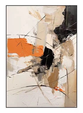 手绘油画侘寂风客厅装饰画现代简约立体肌理走廊抽象艺术餐厅挂画