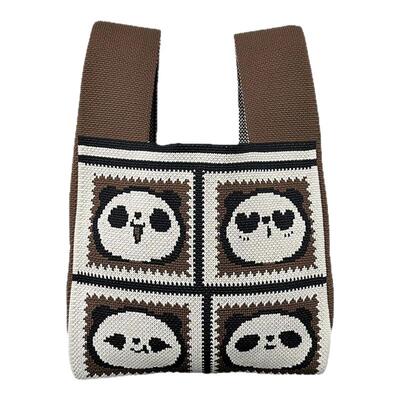 公司定制logo成都熊猫针织手拎包