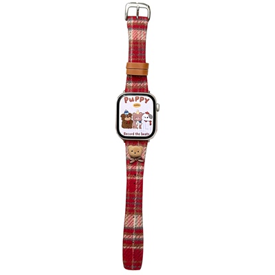 适用华为Fit4/3真皮小熊毛呢表带