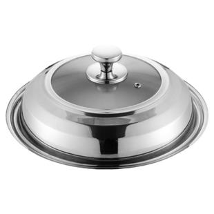 不锈钢锅盖家用炒菜锅盖子圆型配盖32cm炒锅28-42蒸锅透明玻璃盖