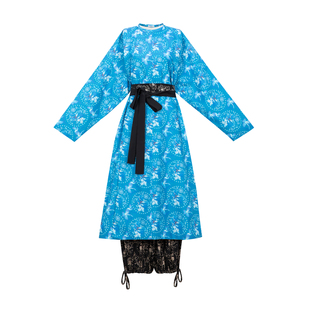 花朝记｜花间灵玑灵驹｜唐制汉服圆领袍灯笼裤蓝色马年传统日常风