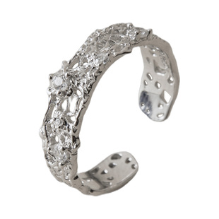 素图列维斯蕾丝戒指925银小众设计食指戒指环气质时尚高级感手饰