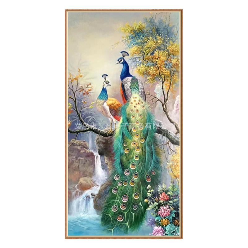 两只孔雀图玄关新款钻石画满钻