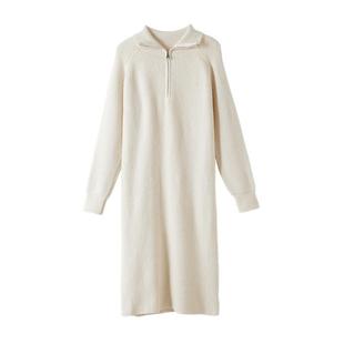 zklin针织毛衣连衣裙子女2025秋冬新款中长款小个子内搭打底长裙