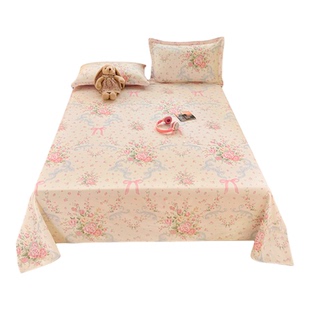 100%纯棉床单单件田园全棉学生宿舍单人1.2米双人床上被单三件套