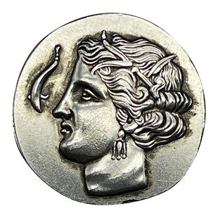 复古硬币项链迦太基女神泉水仙女小众简约圆牌古希腊饰品马头吊坠