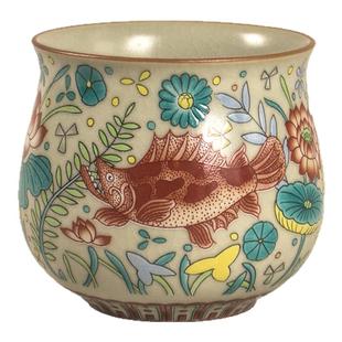 正品复古130ml米黄汝窑主人杯单杯高颜值功夫茶具茶杯茶盏汝瓷片