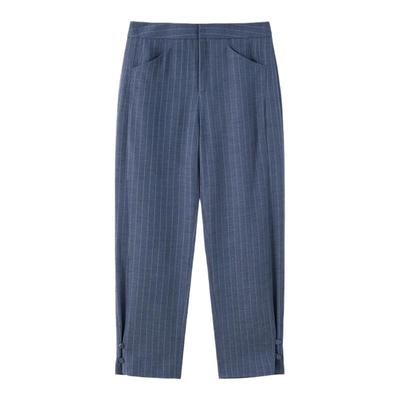 条纹LANDI蓝地直筒西装裤