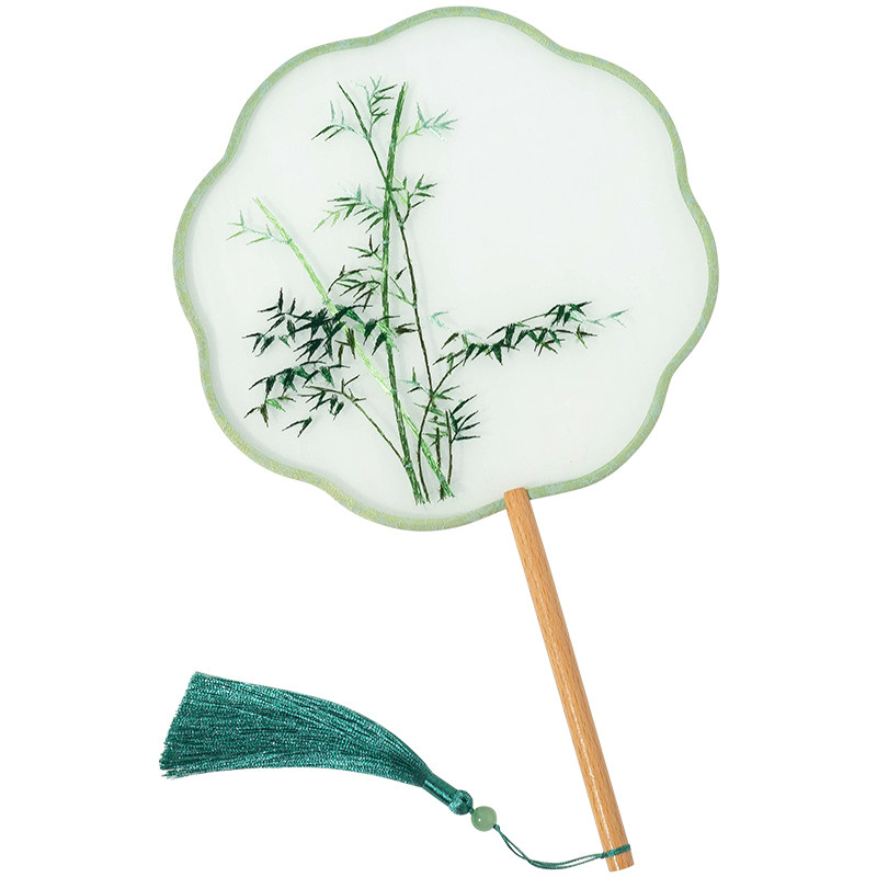 南羽织绣花团扇竹子刺绣梅花刺绣