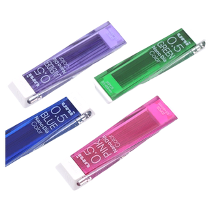 日本UNI三菱彩色铅芯纳米铅笔芯红色05彩铅202NDC自动笔彩芯学生自动铅笔笔芯可擦硬不易断混色蓝色粉多色0.5