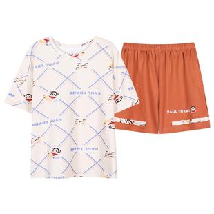 大嘴猴睡衣男士夏季薄款情侣纯棉短袖家居服套装夏天可爱睡裙女款