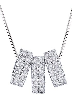 S925银三圈项链银饰三环套链时尚简约圆圈锁骨链送女朋友闺蜜礼物