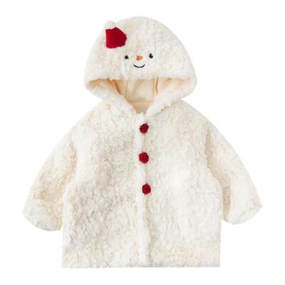 YOUGE幼歌 婴幼儿冬季新款加厚保暖圣诞毛绒外套宝宝加绒连帽上衣