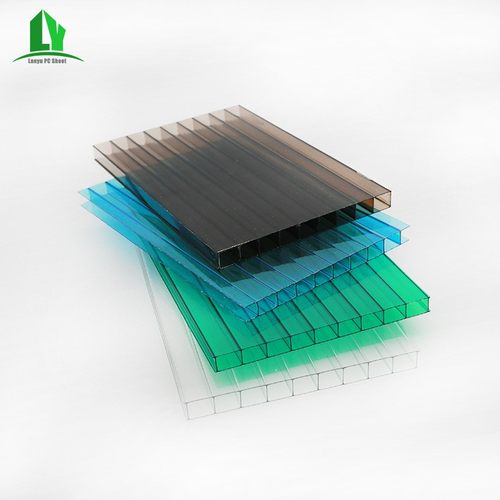pc阳光板中空聚碳酸酯阳光板蓝色四层二层车棚PC遮雨棚透明板
