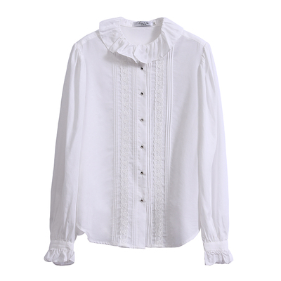 壹晓晓荷叶领冬季法式复古衬衫