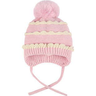 嘟嘟啦儿童毛线帽秋冬子宝宝护耳针织帽1-3岁女童保暖婴儿套头帽