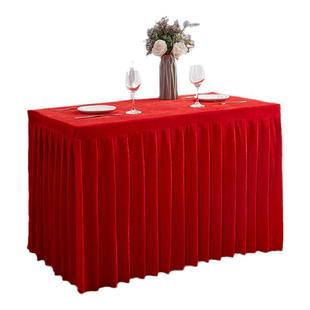 会议桌布金丝绒长条桌展会桌套签到台酒店长方形绒布布艺定制桌裙