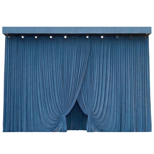 轻奢舞台背景布酒店婚庆布幔幼儿园韩式遮光幕布蓝色遮光窗帘定制