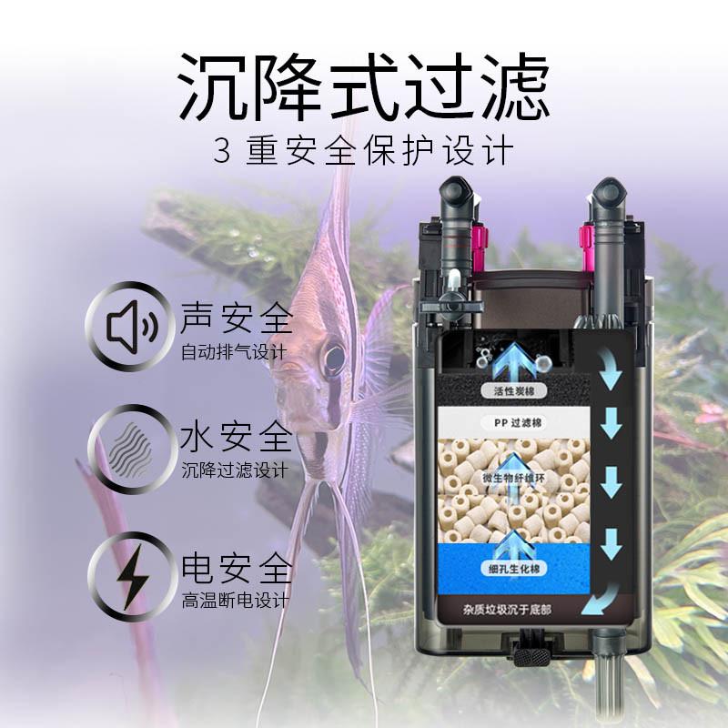 WAVE680壁挂过滤器鱼缸小型静音外置挂式滤桶浅低水位龟缸也能用
