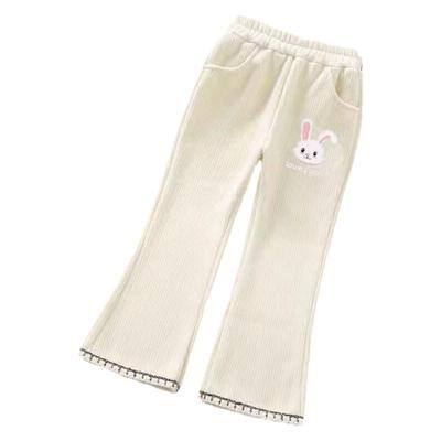 女童加绒喇叭裤加厚2025新款宝宝洋气灯芯绒直筒微喇裤韩版长裤子