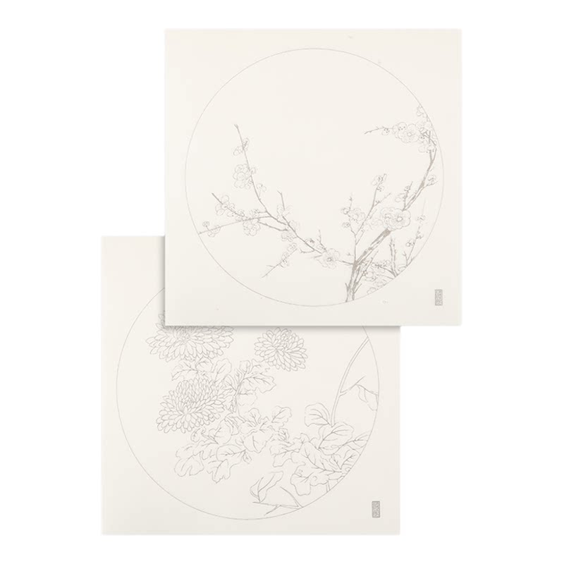 【尾货清仓】28x28cm30张初学者学生工笔画线稿临摹白描小品底稿花鸟花卉熟宣描摹练习稿熟宣不易渗透熟宣纸