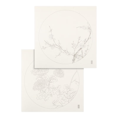 【尾货清仓】28x28cm30张初学者学生工笔画线稿临摹白描小品底稿花鸟花卉熟宣描摹练习稿熟宣不易渗透熟宣纸