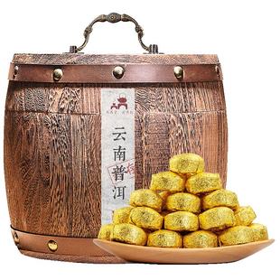 约100颗糯米香普洱熟茶小沱茶500g 云南勐海迷你礼盒木桶茶叶