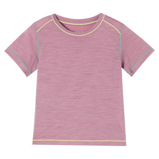 允儿妈女童2026春夏绵羊毛混纺撞色短袖亲子装 儿童T恤宝宝上衣潮