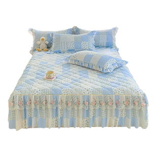 公主风夹棉床裙单件蕾丝花边遮丑下摆床罩三件套带裙边床笠床垫套