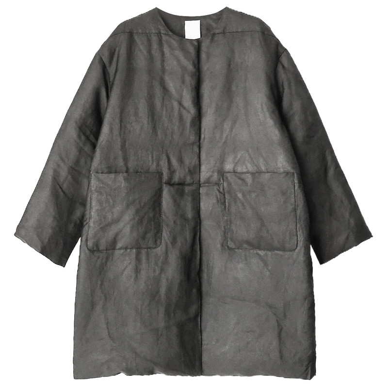 真丝香云纱保暖白鹅绒中长羽绒服