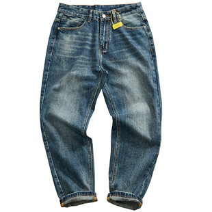 浅蓝色普洗百搭万金油款直筒微锥形牛仔裤男美式复古简约牛仔长裤