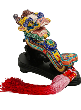非遗手工彩釉交趾陶瓷小祥龙摆件