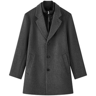 Marc O'Polo/MOP2025冬季新款假两件可脱卸立领100%羊毛呢大衣男